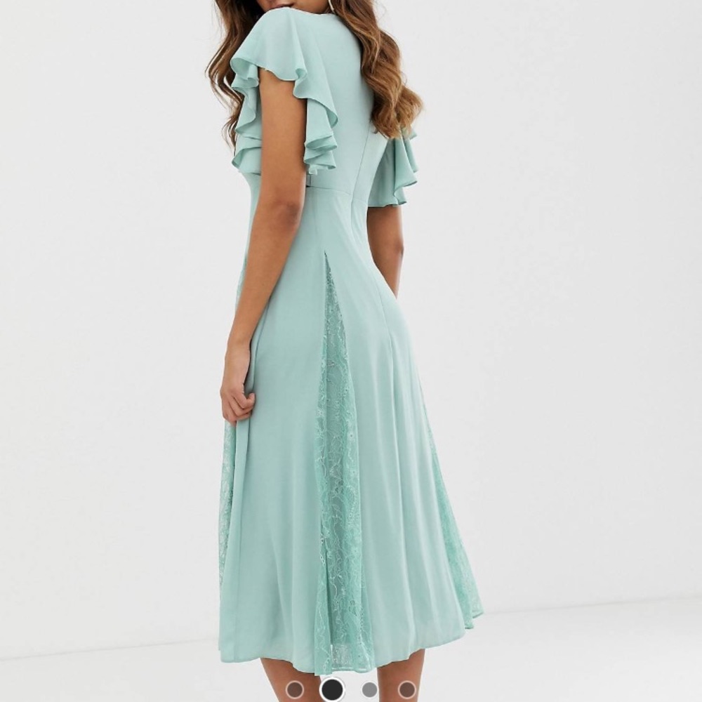 NWOT ASOS midi dress green blue bridesmaid dress
